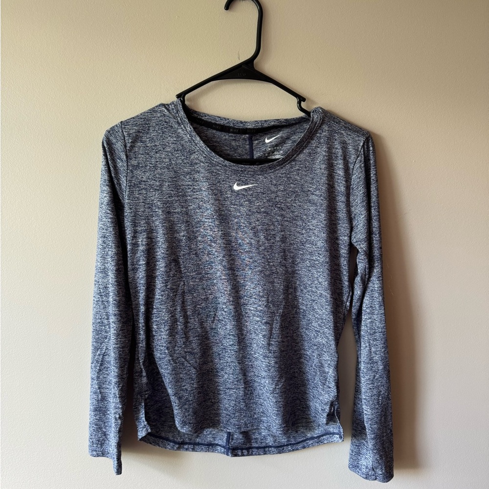 Nike Gray Fitted Long Sleeve Tee